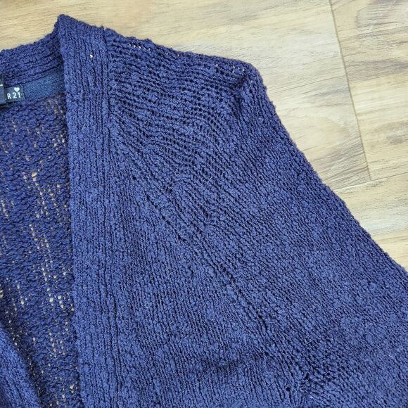 💛Forever 21 Bluish Black Knit Open Front Cardigan Sweater Small - Picture 7 of 11